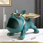 Kaasaegse stiiliga prantsuse buldogi sisestatu, dekoratiivne alus v&auml;ikeste esemete jaoks, kommikauss, kandikuga koer