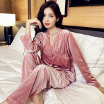 Sametine pidžaama naistele s&uuml;gisel ja talvel pikkade varrukatega koduriiete komplekt nukukraega L