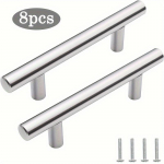 8 tk kapinupud, roostevabast terasest sahtlit&otilde;mbed, v&auml;ligaraažiukse k&auml;epideme t&otilde;mbed kapi jaoks, kummut, kapi m&ouml;&ouml;bli kinnitused kruvidega 8-Pack must