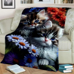 Soe ja hubane armas kassi mustriga flanelltekk diivanile, voodile, diivanile, kontorisse - pehme ja rahustav digitaaltr&uuml;kiga visketekk 30x40in