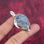 Kare &scaron;ungiit ripats, 925 Sterling h&otilde;bedast ripats kalliskivist ehe, k&auml;sitsi valmistatud h&auml;mmastav ehe ripats, kingitus talle 2.12 Inches hall