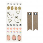 31 stickers 3D Cygnes + 20 &eacute;tiquettes kraft Fanion