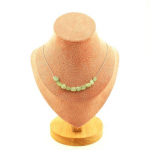 Pierres et Min&eacute;raux. Collier 10 perles Cyanite verte du Br&eacute;sil. Chaine en acier inoxydable Collier femmes, hommes. Taille personnal