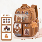 10 tk komplektid Kapibala koolikott esimese kuni kuuenda klassi &otilde;pilastele, t&uuml;drukutele, t&uuml;drukutele, kapibala suure mahutavusega seljakott 10pcs