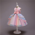 Lastekleit t&uuml;drukutele Lillede aplikatsioonid Ballikleit V&auml;ikese t&uuml;druku printsessikleidid Elegantsed peokost&uuml;&uuml;mid Lasteriided 110cm