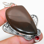 Mookaite, Garnet Handmade 925 Sterling Silver Jewelry Pendant 2.76 i9z06
