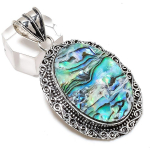 Natural Abalone Shell Gemstone 925 Sterling Silver Jewelry Pendant 2.32 u1i45