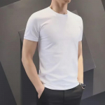 Korea Slim Fit meeste suvine l&uuml;hikeste varrukatega T-s&auml;rk - 140 g pol&uuml;ester &uuml;hev&auml;rviline 5XL valge