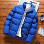 Parka jope meeste s&uuml;gistalvine puuvillane polsterdatud soe paksendatud meestemoodne krae riided puhvis mantlid noortele XXXL taevasinine v&auml;rv