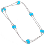 Blue Chalcedony handmade 925 Sterling Silver Jewelry Necklace 36 T0H71