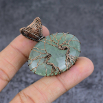 Aquamarine Handmade Copper Wire Wrap Jewelry Pendant 1.85 b4p28