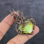 Yellow Triplet Opal Handmade Copper Wire Wrap Jewelry Pendant 2.36 v1g24