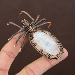 Rainbow Moonstone Handmade Copper Wire Wrap Spider Pendant 2.56 z1v54