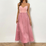 Naiste Maxi Swing pikk kleit, plekk siidist spagettirihmaga Sling Kleit vabaaja peokleit &otilde;htukleit Vestidos XL roosa