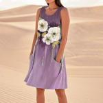 Naiste suvekleidid, vabad rannapuhkuse vabad varrukateta p&auml;ikesekleidid taskutega. XXL