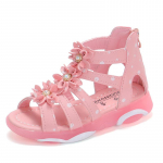 Printsessi lillelised sandaalid t&uuml;drukutele V&auml;ikesed suured lapsed Rooma sandaalid lastele Gladiator p&auml;rlitega rannasandaalid Sweet Soft 21 roosa
