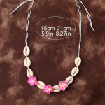 Bohemian Plumeria lillekesta k&auml;sitsi kootud lihtne ripats kaelakee muna lille kaelarihm Choker Beach Boho suve kaelakee ehted