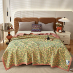 Puuvillane marli žakaarmustriline voodikate: Hingav, Paksustatud Kahekihiline Tekk ja Voodikate 150*200cm (Approx. 1.25KG)