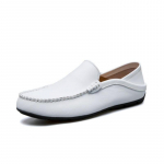 Meeste Kingad Vabaaja Ehtne Nahk Meeste Mokassiinid Disaineri Slip-on Paadikingad K&otilde;rge Kvaliteet Chaussure Homme Suurused 37-46 37 valge
