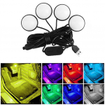 Auto LED-i meeleoluvalgusti, Auto jalgade valgusti, USB-toitega, S&otilde;iduki universaalne dekoratiivvalgusti, Helireageeriv,