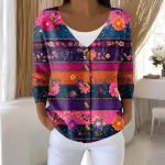 Naiste moe pikkade varrukatega j&otilde;ululumememm, lumehelvestega tr&uuml;kiga jope kardigan XXL