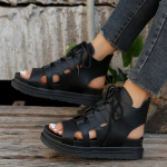 Moodsad Retro Naiste Platvormsandaalid PU Nahast &Otilde;&otilde;nes Paeladega Kiilud Gladiator Kingad Avatud Varbad Slingback Paks P&otilde;hi Lahedad Saapad Sandaalid 35 must