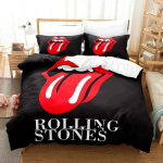 3D prinditud Rolling Stonesi logo voodipesukomplekt Tekikate Voodikomplekt Tekikate Padjap&uuml;&uuml;r Tekk Kuningas Kuninganna Suurus Poisid T&auml;iskasvanud 135x200cm 2pcs