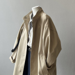 Naiste Korea stiilis keskmise pikkusega p&uuml;stkraega trench-mantel - Jaapani t&ouml;&ouml;riietus, lahtine l&otilde;ige, &otilde;huke tekstuur kevadiseks ja s&uuml;giseseks hooajaks M (up to 52.5 kg) khaki