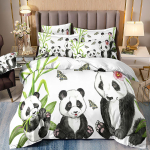 Laste multikalooma panda 3D digitaaltr&uuml;kiga voodipesu kolmeosaline komplekt cover 70 * 133 and 50 * 75 * 1