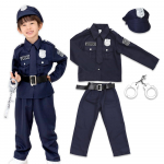 Brightlara laste politseikost&uuml;&uuml;m Halloweeni jaoks, unisex, poistele ja t&uuml;drukutele (kidscos039-NV-110)
