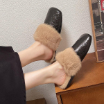 Karvadest Muulad Kingad Naiste Sussid Soojad Kodused Korterid Puuvillased Kingad Talv 2024 Trend Mood Klapid Br&auml;nd Vabaaja Pl&uuml;&uuml;sist Zapatos Daam 35 must