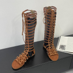 Mood Uus Mood Ristseotud Jalatsid Madalad Naiste P&otilde;lvini Saapad Kingad Naiselik &Uuml;mar Nina Naiste Pikad Gladiaator Sandalid Saapad 35 pruun