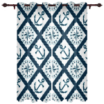 Kodu kardinad Sinine Ankur Paat Kala Magamistuba K&ouml;&ouml;gi kardinad Elutoa kaunistusesemed Akna kardinad elutuppa 135W x 60H(cm) white