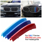9 liistuga neeruv&otilde;re esiv&otilde;re katteklambri trimmikleebise riba sobib BMW 7. seeria F01 F02 LCI 2014-2015 G11 G12 2016 jaoks - Grille Clip Type2