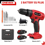 ONEVAN 25+3 P&ouml;&ouml;rdemoment Elektriline L&ouml;&ouml;kpuur Multifunktsionaalne 2 K&auml;iguga Juhtmeta Haamripuur T&ouml;&ouml;riist Makita 18V Aku Pinni jaoks 2xBattery-EU Plug