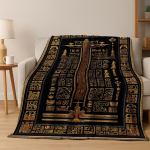 Muistsed Egiptuse hierogl&uuml;&uuml;fis&uuml;mbolitega nikerdatud seinamaalingud Flanell-tekk, Hubane pehme visketekk kodu magamistoa voodi diivani katteks Kingitus 130x150cm