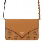 MCM Diamond Visetos Klassikaline Monogramm Prindi Nahast Kett Nahast Segatud Kaetud L&otilde;uend Crossbody Kott Mini Naiste crossbody kott Konjak MWRESAK02CO001 Basic Set (Bag+Dust Bag)