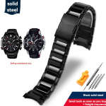 Casio EDIFICE seeria rihma jaoks EQB-500 EQB-501 EQB-800 EFR-303 Tahke kaardus otsaga roostevabast terasest kellakett Meeste 22mm kellarihm 22mm-width must