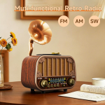 Mitme laineala vintaažraadio, kaasaskantav FM AM SW raadio, juhtmevaba muusika voogedastus ja TF-kaardi esitus, retro stiil kodu/aia jaoks pruun