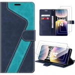 Kaitse&uuml;mbris + 2 karastatud klaasi Xiaomi Redmi Note 14 Pro 5G jaoks, p&otilde;rutuskindel, kriimustuskindel, sinise naha efektiga
