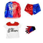 T&uuml;drukute Harley Squad Monster S&auml;rk Quinn Kost&uuml;&uuml;m Tr&uuml;kitud Jakk S&auml;rk P&uuml;ksid Kindad Suicide Quinn Cosplay Halloweeni Kost&uuml;&uuml;m 130 red