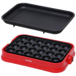 Iris Ohyama Eemaldatav Takoyaki valmistaja plaat 24 auguga ja lame punane PHP-24W-R 2-in-1 (Takoyaki plaat),