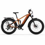Elektriline jalgratas Dukawey Silvertip8 1000W mootor Maastikuelektriline jalgratas 52V 20AH 26 Paksude rehvidega T&auml;ielikult amorditud E-jalgratas Maksimaalne koormus 150 kg oranž