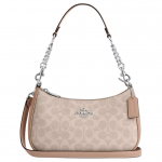 Coach Teri 24 Klassikaline logoga crossbody kott Naiste kotid Liivakollane Hall-Pruun CV933-SVPWH Basic Set (Bag+Dust Bag)