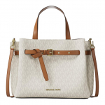 Michael Kors Logotr&uuml;kiga kaetud l&otilde;uendist ristkorpuseline &otilde;lakott Keskmine Naiste kotid Vanillivalge Tammepruun 30F5GU5S2B-VANILLA Basic Set (Bag)