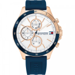 Tommy Hilfiger Ajalooline Kollektsioon Valge sihverplaat Sinine silikoonrihm Meeste kvartsikell 1791778 valge