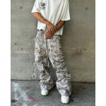 GLYDE Stiilsed mitmetaskulised kamuflaaž-cargo p&uuml;ksid Ameerika retro sirge s&auml;&auml;rega laiad vabaajap&uuml;ksid Harajuku stiil Hip Hop Y2k p&uuml;ksid S