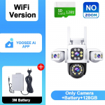 AIOOK v&auml;litingimustes 10x ZOOM WiFi CCTV kaamera HD 8MP 4K &ouml;&ouml;n&auml;gemine kahesuunaline dialoog turvakaamera veekindel p&auml;ikesekindel kaugvaatlus NO ZOOM+Battery+128GB