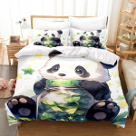 Panda Tekikoti Komplekt 3D Laste Voodipesu &Uuml;he- v&otilde;i Kuninglik Suurus Pehme Tekikoti Komplekt Armsa Loomaprindiga 135X200cm