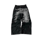 ZYLLO Vintage Kirjapildiga Naiste Meeste teksap&uuml;ksid Y2k Harajuku Pesitud Lai Jalg Ameerika Stiilis Denim P&uuml;ksid Kotid Hip Hop Streetwear M must